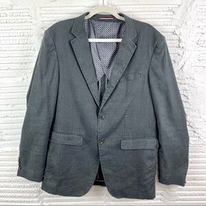 Daniel Hechter Relaxed Fit Cotton Linen Blend Slate Blue Lined Blazer Size 40R